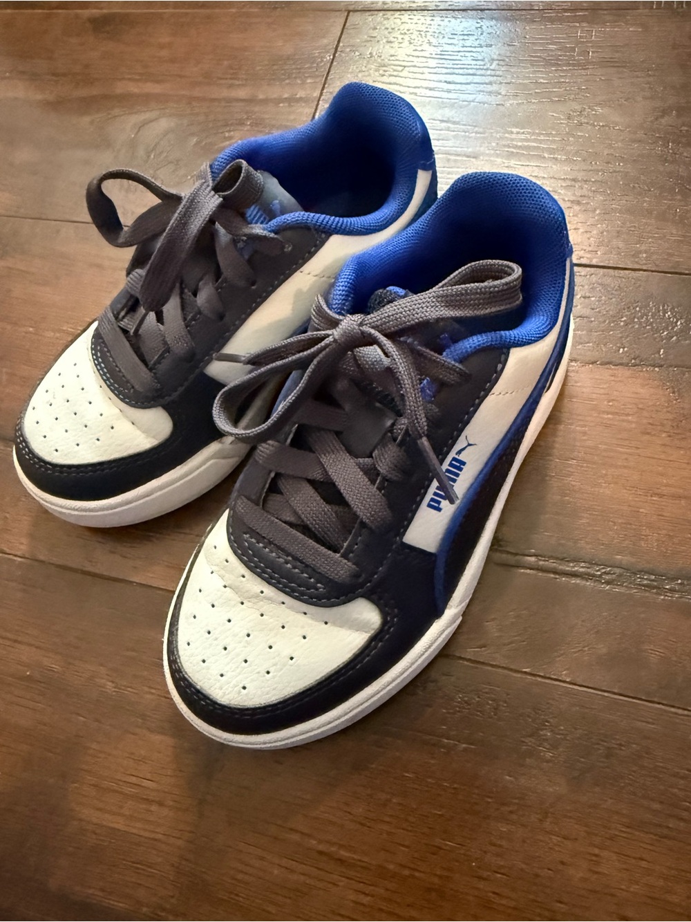 Puma Kids White, Navy & Gray Low-Top Sneakers